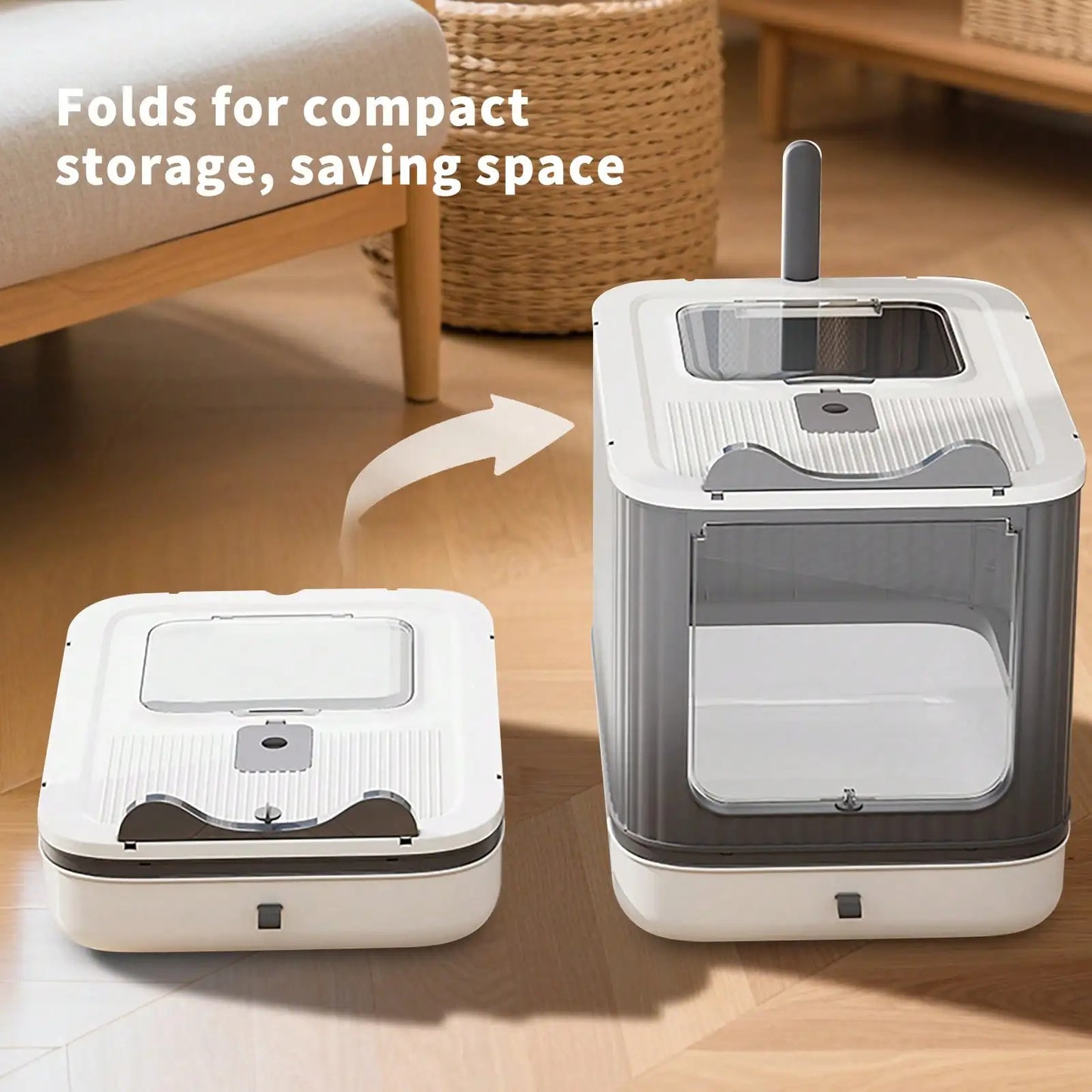 Meow Home π± Foldable Enclosed Cat Litter Box with Lid, Scoop & Odor Control