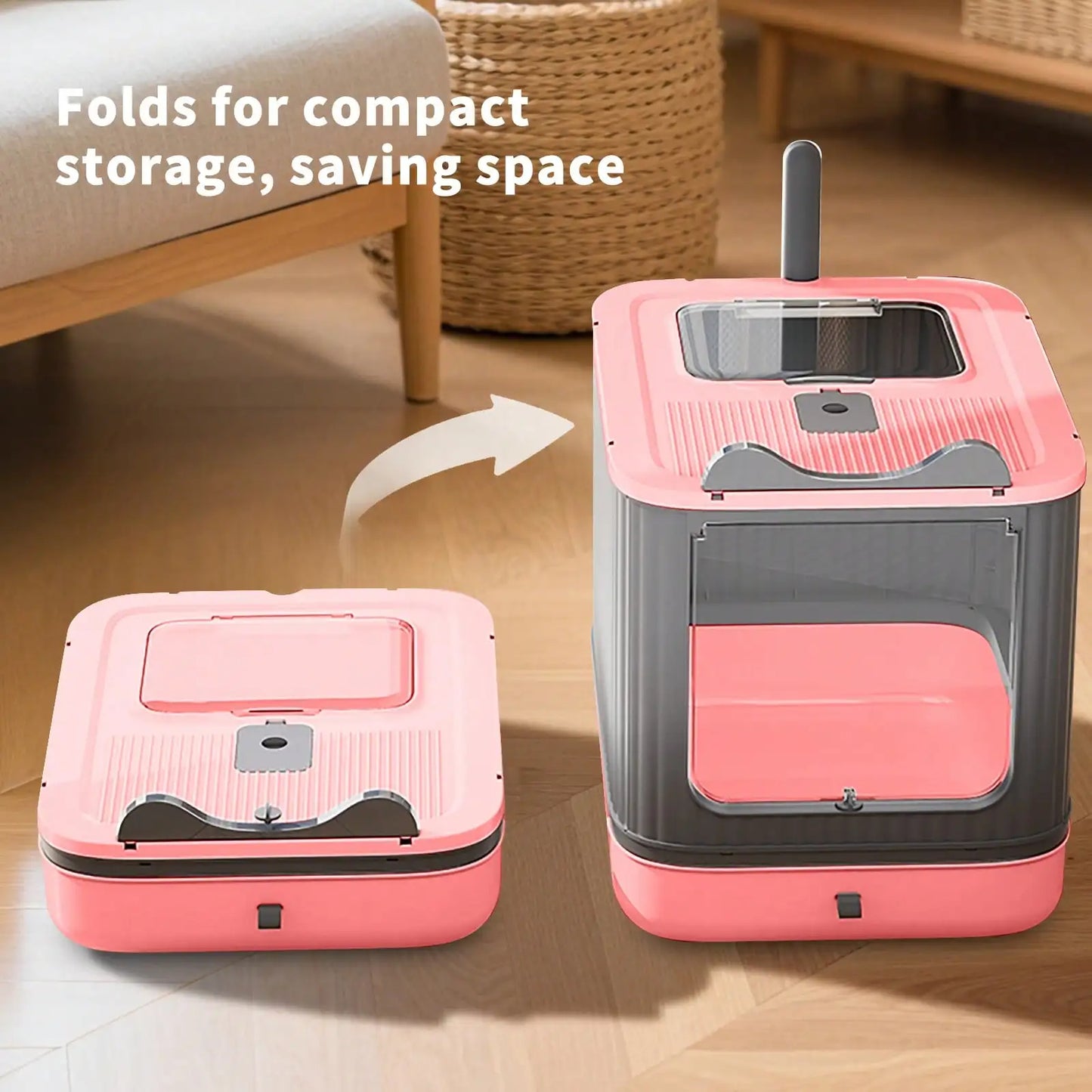 Meow Home 🐱 Foldable Enclosed Cat Litter Box with Lid, Scoop & Odor Control