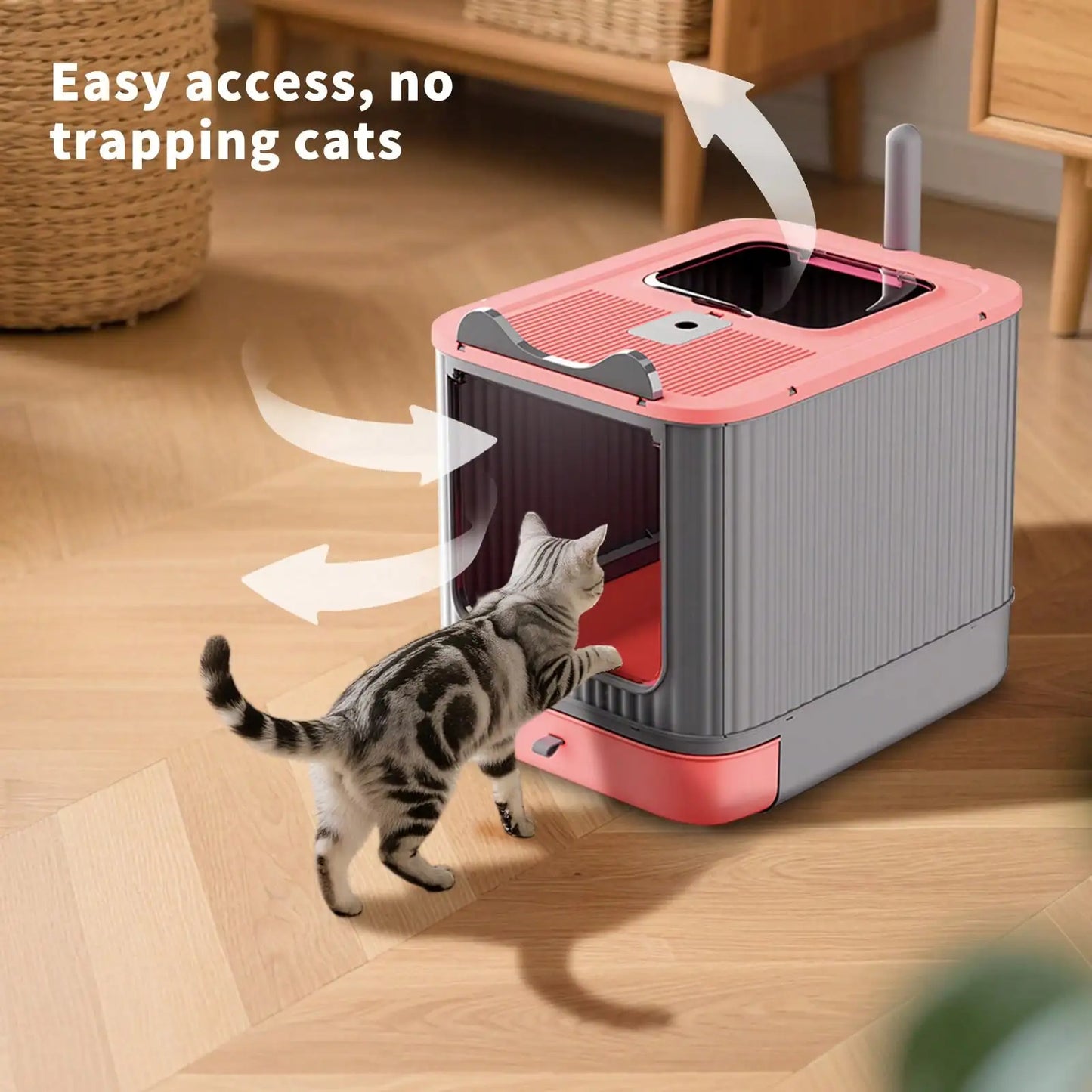 Meow Home 🐱 Foldable Enclosed Cat Litter Box with Lid, Scoop & Odor Control