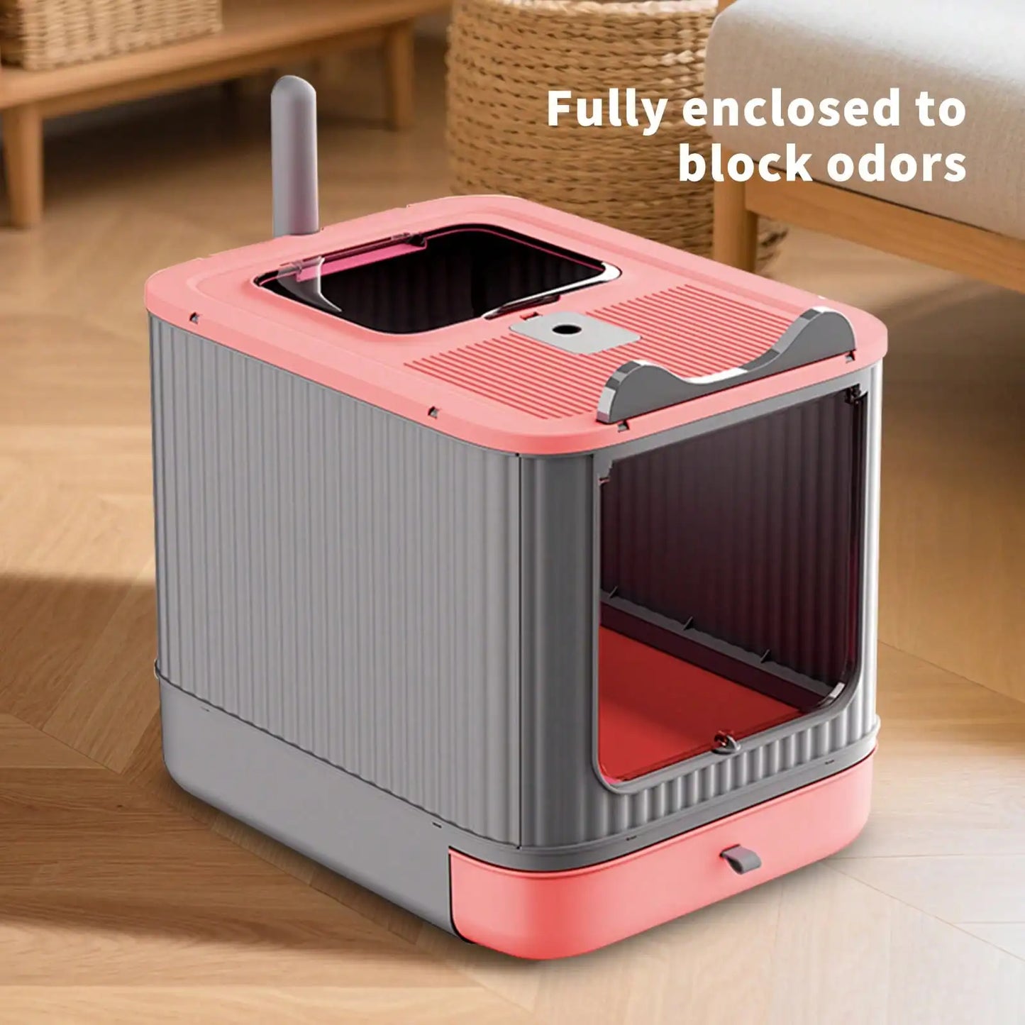 Meow Home 🐱 Foldable Enclosed Cat Litter Box with Lid, Scoop & Odor Control