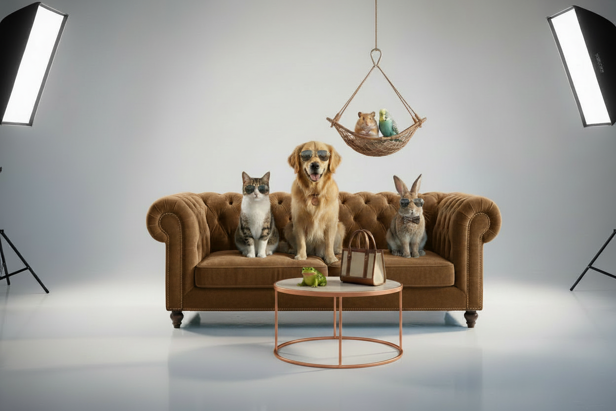 Fur Buddies Studio Banner - Brown Sofa